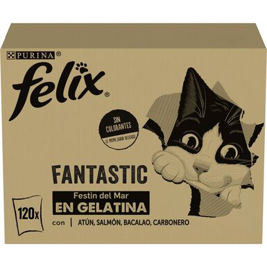 Felix Fantastic Seleção de Sabores Peixe em Gelatina saquetas para gatos - Multipack 120